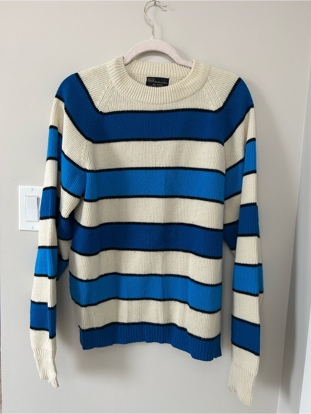 Vintage sears Blue and Cream Striped Crewneck Sweater